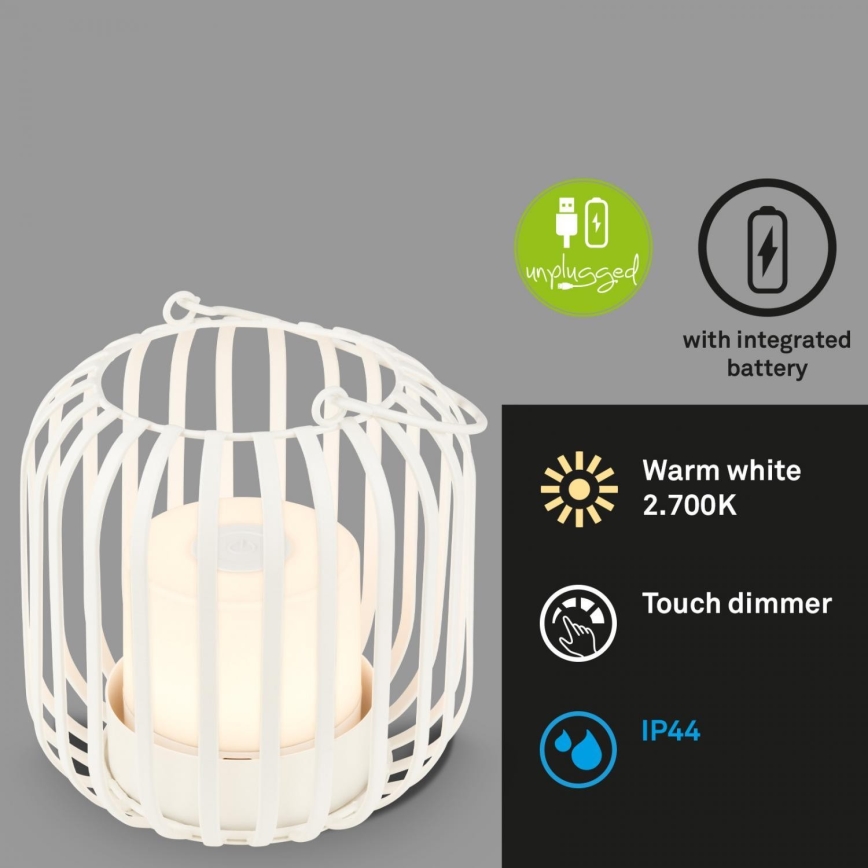 Brilo - LED Hämardatav rechargeable väli laualamp LED/2W/5V IP44 valge