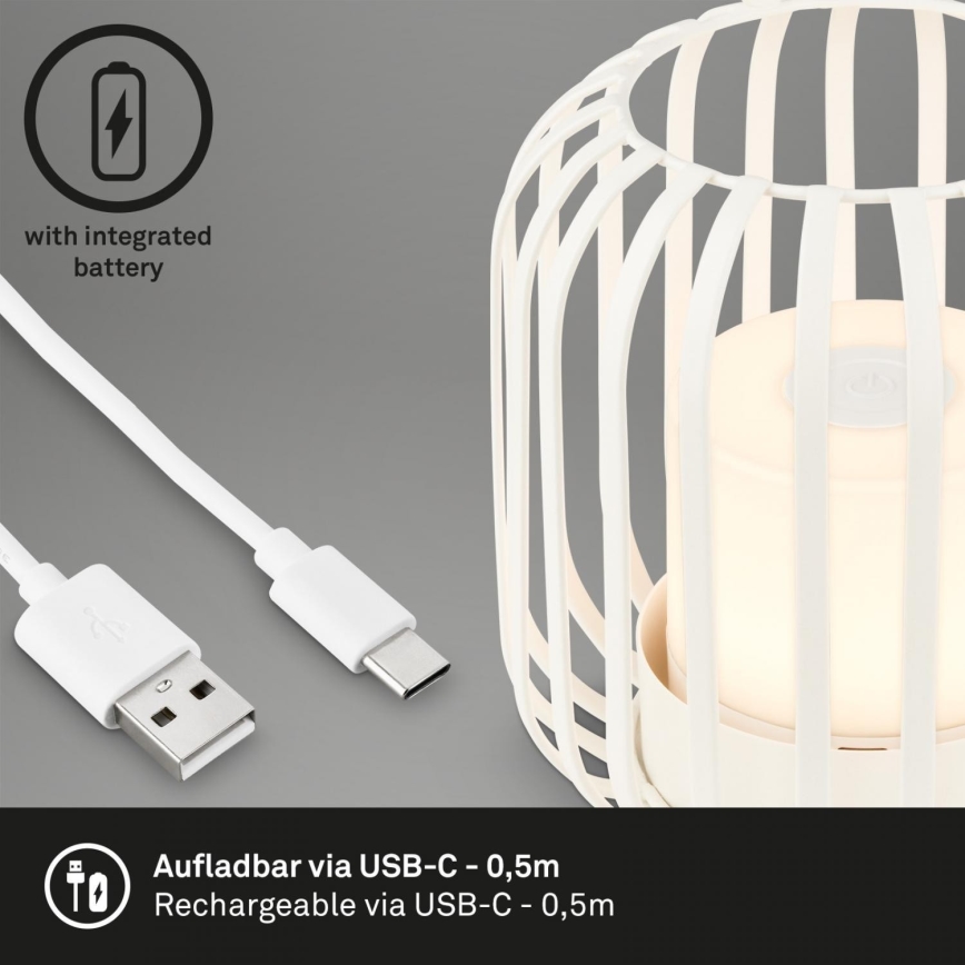 Brilo - LED Hämardatav rechargeable väli laualamp LED/2W/5V IP44 valge