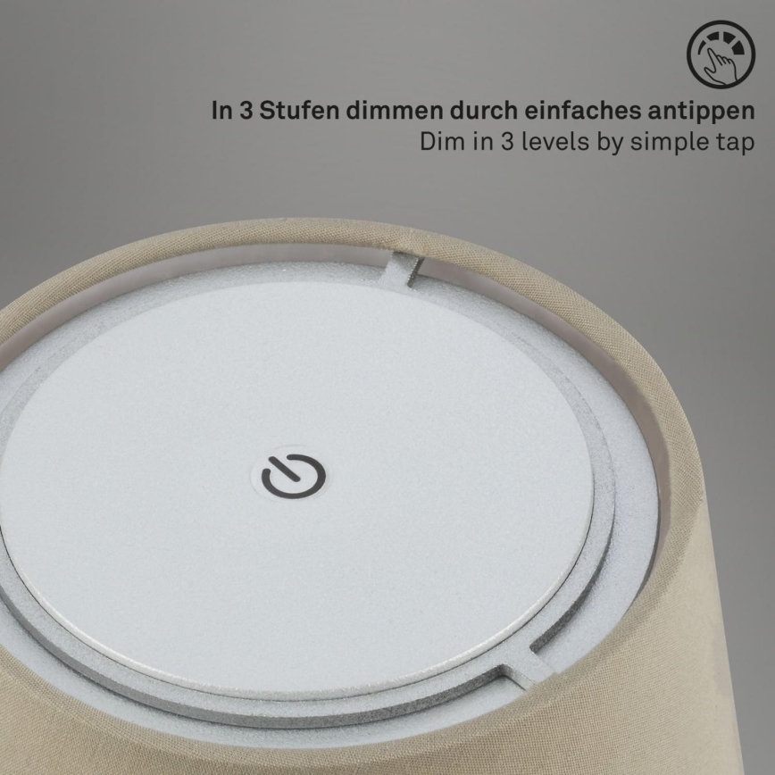 Brilo - LED Hämardatav laetav väli laualamp LED/3W/5V IP44 hõbedane/beež