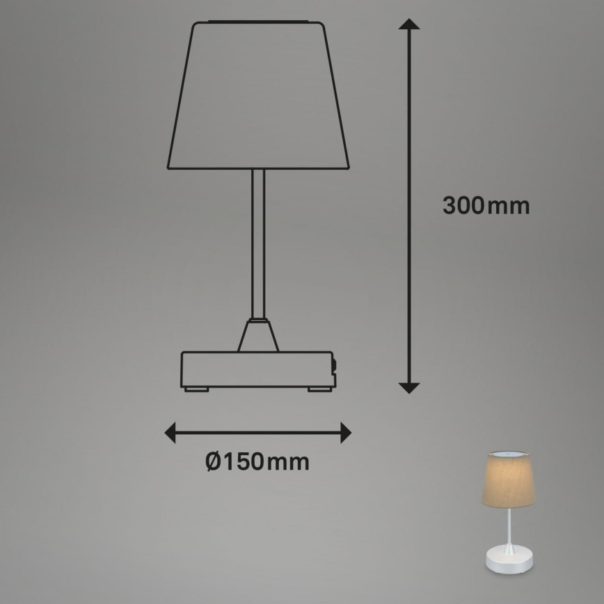 Brilo - LED Hämardatav laetav väli laualamp LED/3W/5V IP44 hõbedane/beež