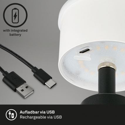 Brilo - LED Hämardatav laetav väli laualamp LED/3,5W/5V IP44 must
