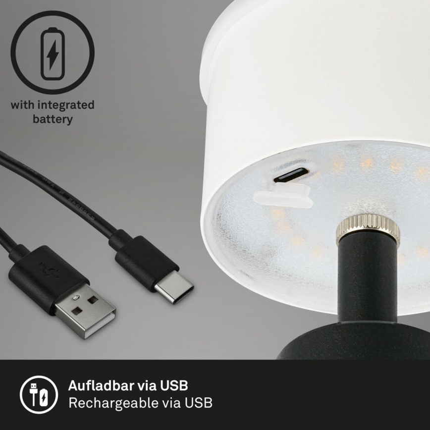 Brilo - LED Hämardatav laetav väli laualamp LED/3,5W/5V IP44 must