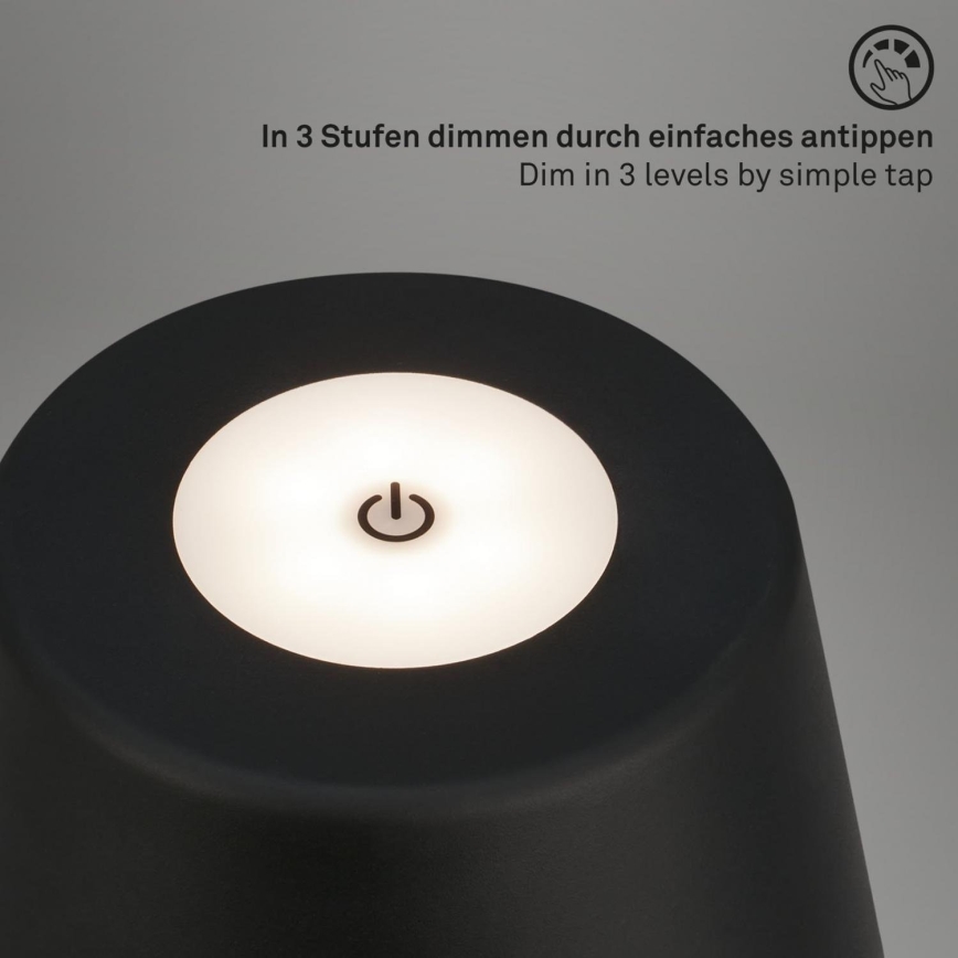 Brilo - LED Hämardatav laetav väli laualamp LED/3,5W/5V IP44 must