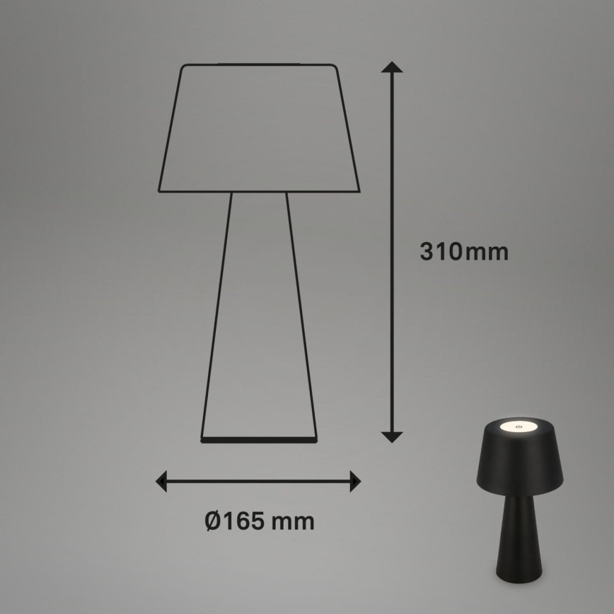Brilo - LED Hämardatav laetav väli laualamp LED/3,5W/5V IP44 must