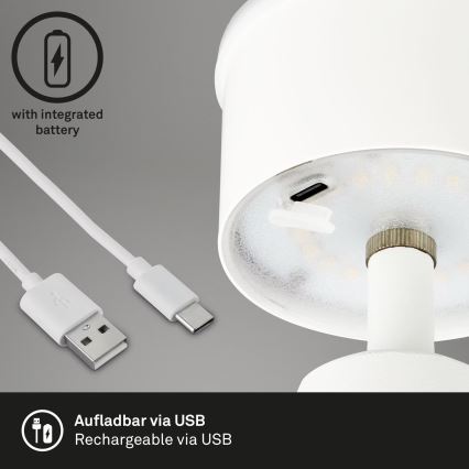 Brilo - LED Hämardatav laetav väli laualamp LED/3,5W/5V IP44 valge