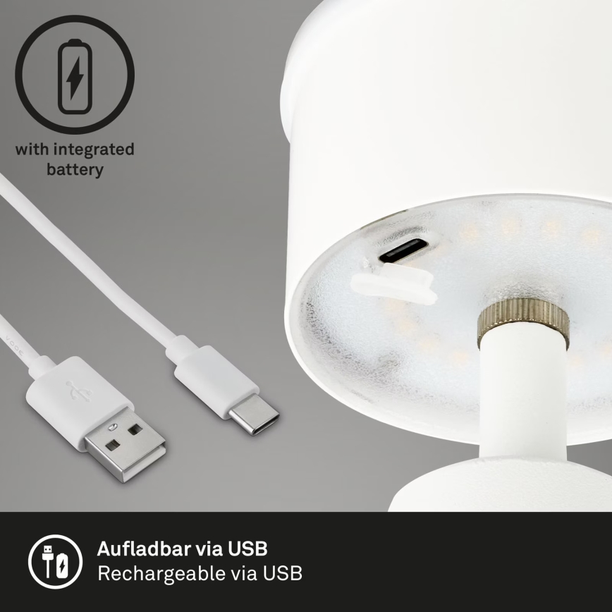 Brilo - LED Hämardatav laetav väli laualamp LED/3,5W/5V IP44 valge