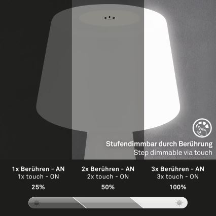 Brilo - LED Hämardatav laetav väli laualamp LED/3,5W/5V IP44 valge