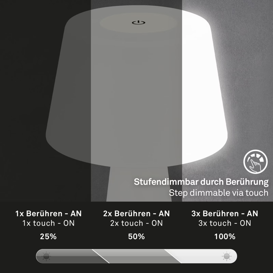 Brilo - LED Hämardatav laetav väli laualamp LED/3,5W/5V IP44 valge