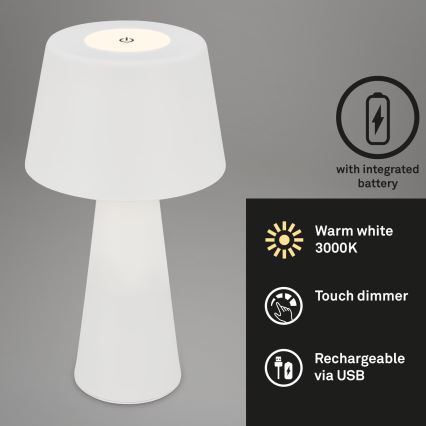 Brilo - LED Hämardatav laetav väli laualamp LED/3,5W/5V IP44 valge