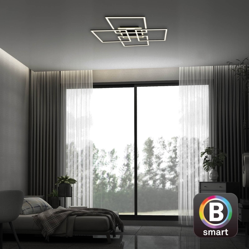 Brilo - Hämardatav LED-laelamp FRAME LED/50W/230V 2700-6500K 72,4x72,4cm must Wi-Fi Tuya + kaugjuhtimispult