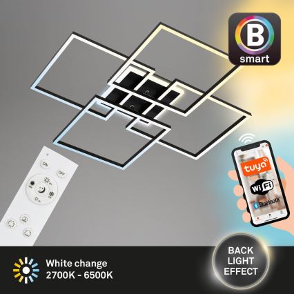 Brilo - Hämardatav LED-laelamp FRAME LED/50W/230V 2700-6500K 72,4x72,4cm must Wi-Fi Tuya + kaugjuhtimispult