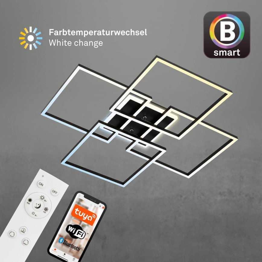 Brilo - Hämardatav LED-laelamp FRAME LED/50W/230V 2700-6500K 72,4x72,4cm must Wi-Fi Tuya + kaugjuhtimispult