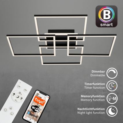 Brilo - Hämardatav LED-laelamp FRAME LED/50W/230V 2700-6500K 72,4x72,4cm must Wi-Fi Tuya + kaugjuhtimispult