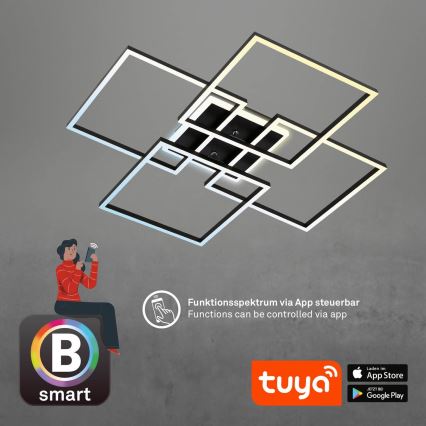Brilo - Hämardatav LED-laelamp FRAME LED/50W/230V 2700-6500K 72,4x72,4cm must Wi-Fi Tuya + kaugjuhtimispult
