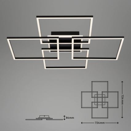 Brilo - Hämardatav LED-laelamp FRAME LED/50W/230V 2700-6500K 72,4x72,4cm must Wi-Fi Tuya + kaugjuhtimispult