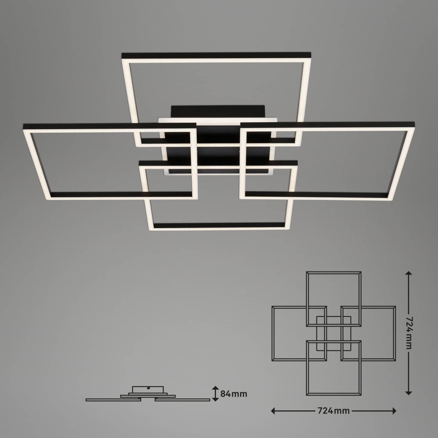 Brilo - Hämardatav LED-laelamp FRAME LED/50W/230V 2700-6500K 72,4x72,4cm must Wi-Fi Tuya + kaugjuhtimispult