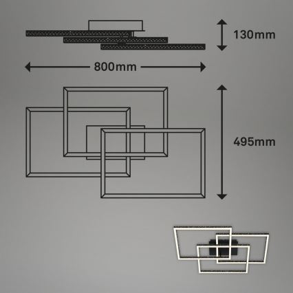 Brilo - LED Hämardatav laevalgusti FRAME LED/57W/230V 3000K must