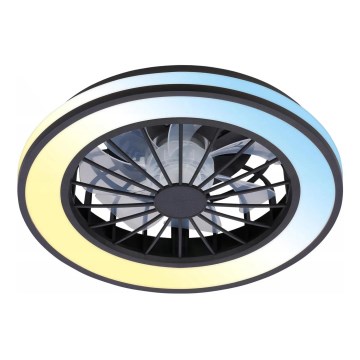 Brilo - LED hämardatav laeventilaator VENTURO LED/24W/230V 3000-6500K must + kaugjuhtimispult