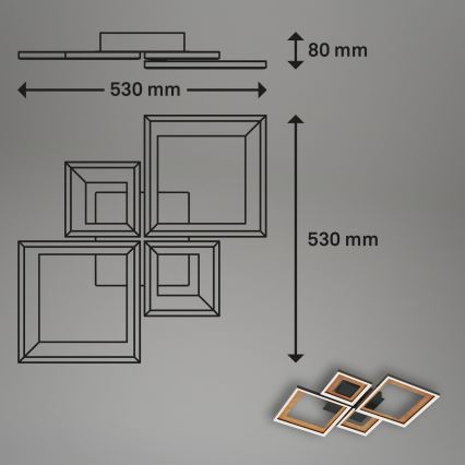 Brilo - LED Hämardatav pinnale kinnitatav lühter FRAME LED/38W/230V