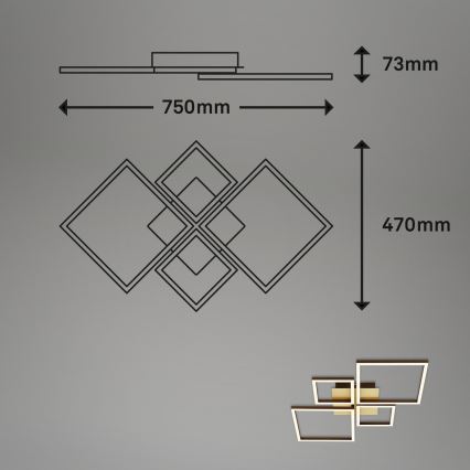 Brilo - LED Hämardatav pinnale kinnitatav lühter FRAME LED/44W/230V