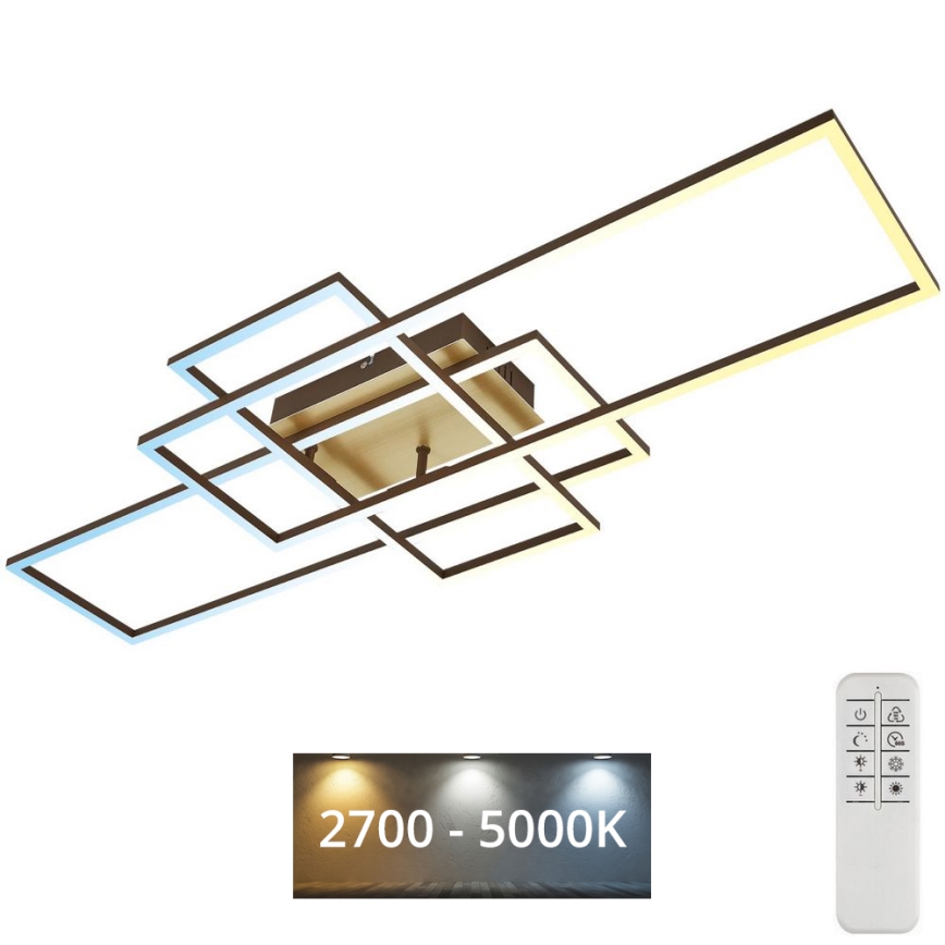 Brilo - LED Hämardatav pinnale kinnitatav lühter FRAME LED/51W/230V 2700-5000K pruun/kuldne + kaugjuhtimispult