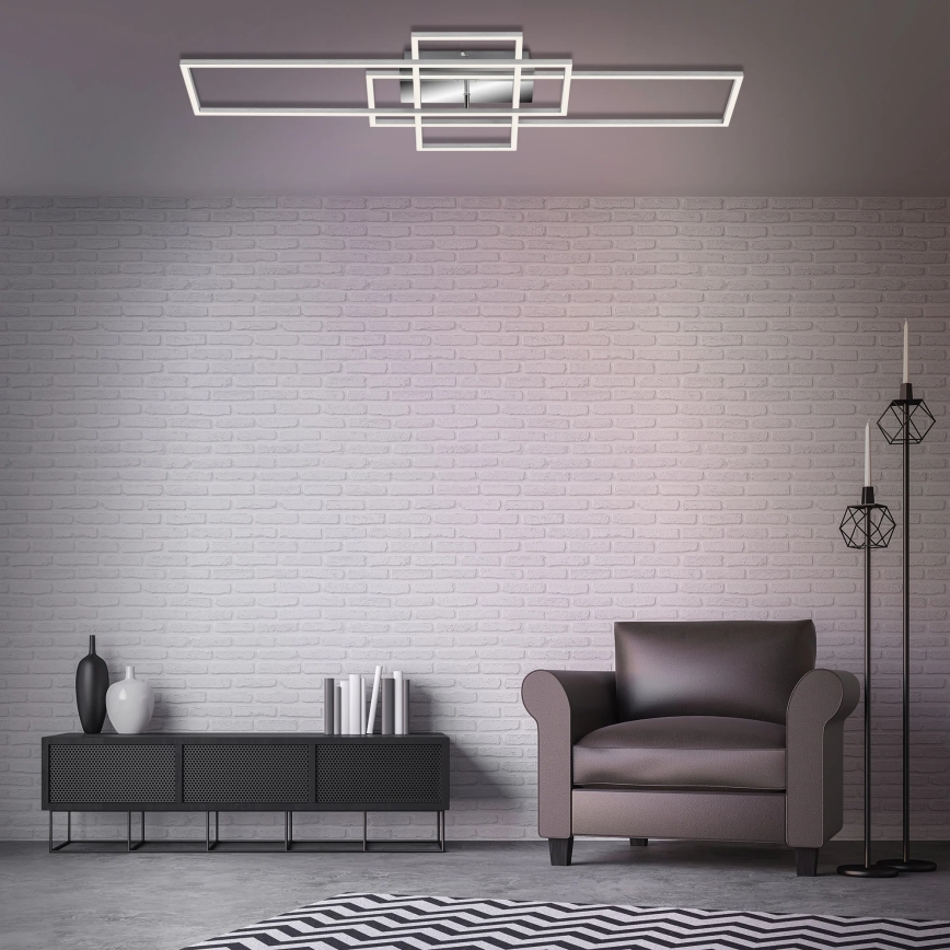Brilo - LED Hämardatav pinnale kinnitatav lühter FRAME LED/51W/230V 2700-5000K matt kroom + kaugjuhtimispult
