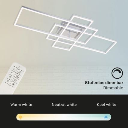 Brilo - LED Hämardatav pinnale kinnitatav lühter FRAME LED/51W/230V 2700-5000K matt kroom + kaugjuhtimispult