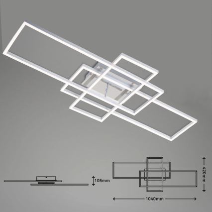 Brilo - LED Hämardatav pinnale kinnitatav lühter FRAME LED/51W/230V 2700-5000K matt kroom + kaugjuhtimispult
