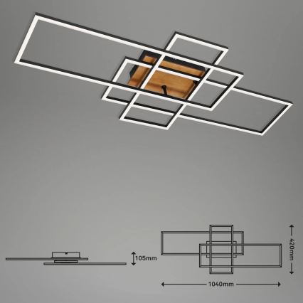 Brilo - LED Hämardatav pinnale kinnitatav lühter FRAME LED/51W/230V 2700-5000K must/pruun + kaugjuhtimispult