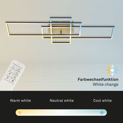 Brilo - LED Hämardatav pinnale kinnitatav lühter FRAME LED/51W/230V 2700-5000K pruun/kuldne + kaugjuhtimispult