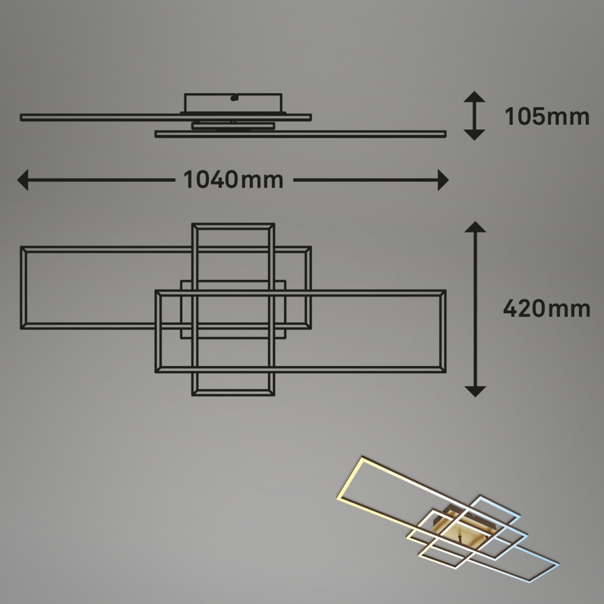 Brilo - LED Hämardatav pinnale kinnitatav lühter FRAME LED/51W/230V 2700-5000K pruun/kuldne + kaugjuhtimispult