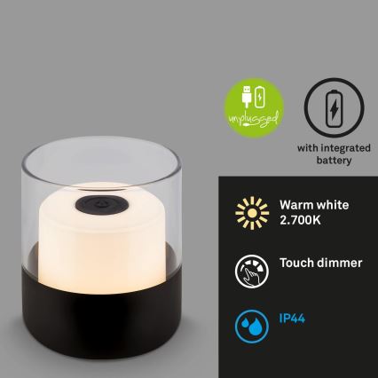 Brilo - LED hämardatav väliseks kasutamiseks mõeldud laetav lauavalgusti LILET LED/2W/5V IP44