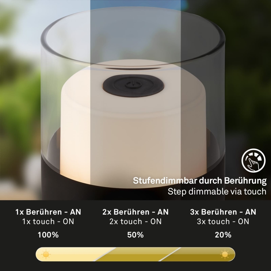 Brilo - LED hämardatav väliseks kasutamiseks mõeldud laetav lauavalgusti LILET LED/2W/5V IP44