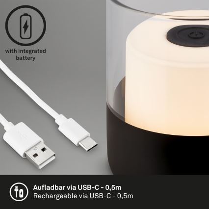 Brilo - LED hämardatav väliseks kasutamiseks mõeldud laetav lauavalgusti LILET LED/2W/5V IP44