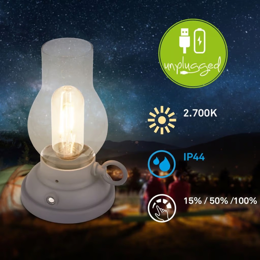 Brilo - LED hämardatav väljas kasutatav laetav laualamp KANEA LED/1,5W/5V IP44 1200 mAh antratsiit