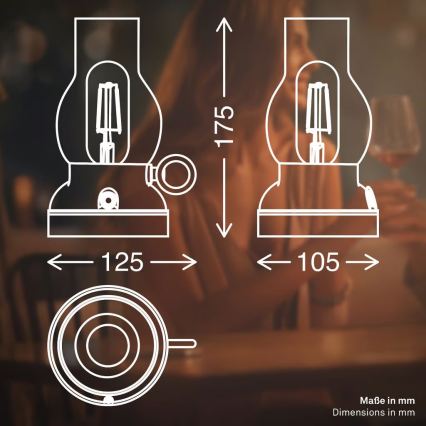 Brilo - LED hämardatav väljas kasutatav laetav laualamp KANEA LED/1,5W/5V IP44 1200 mAh antratsiit