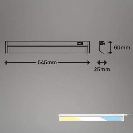 Brilo - LED kapialune valgusti LED/6W/230V 2700/4000/6500K 54,5 cm valge