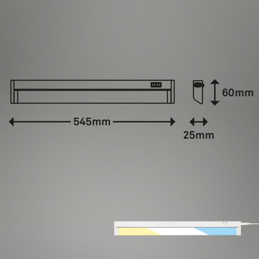 Brilo - LED kapialune valgusti LED/6W/230V 2700/4000/6500K 54,5 cm valge