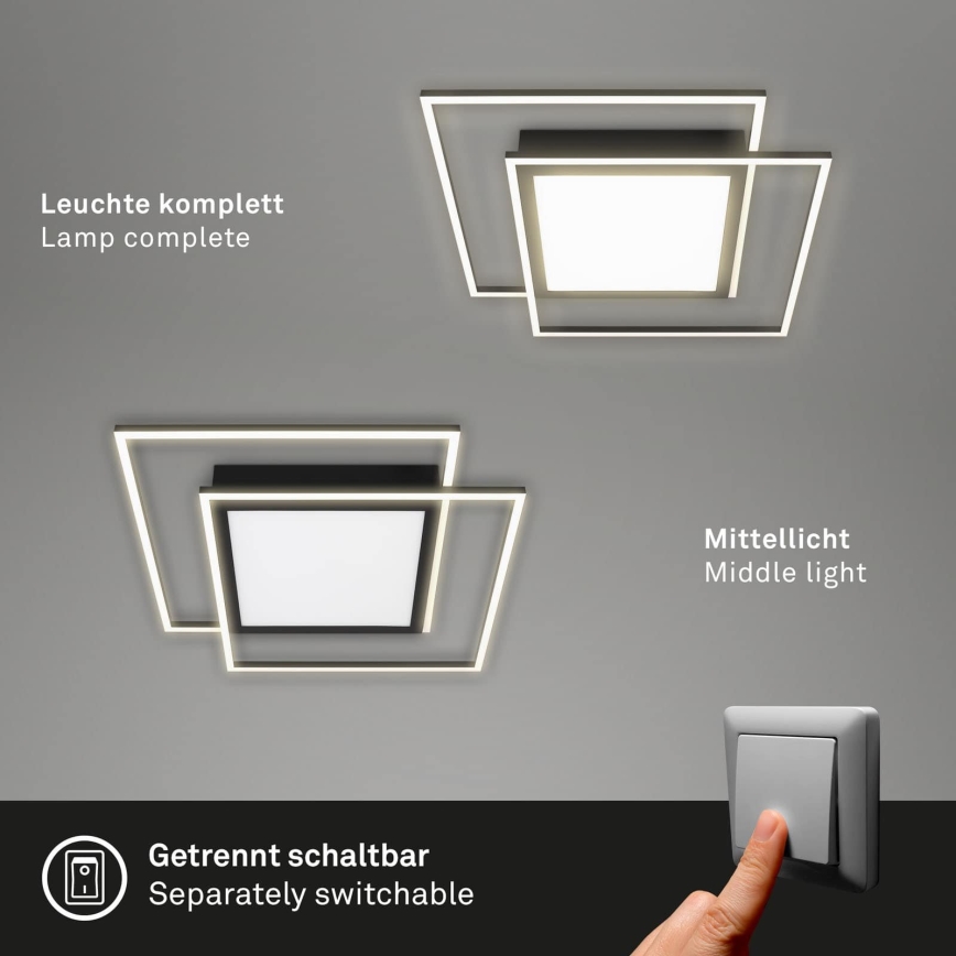 Brilo - LED laevalgusti 2xLED/16W/230V + LED/19W 51,5x51,5 cm must