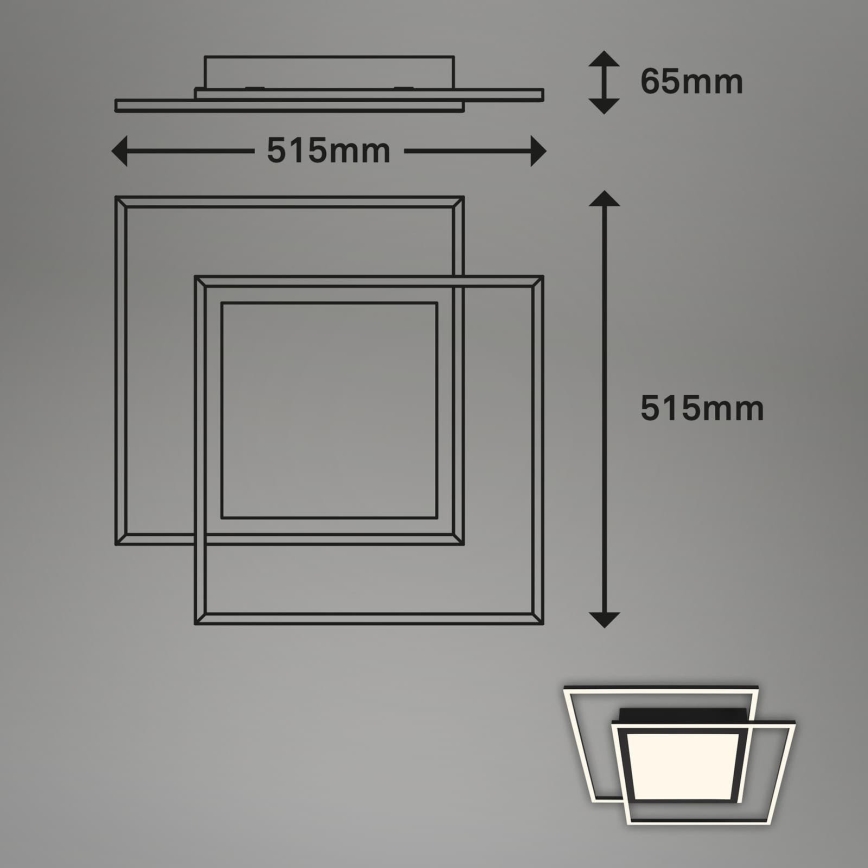 Brilo - LED laevalgusti 2xLED/16W/230V + LED/19W 51,5x51,5 cm must