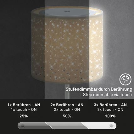 Brilo - LED reguleeritav laetav välistingimustes kasutatav lauavalgusti LOLE LED/3W/5V 2000mAh IP44 hõbedane/beez