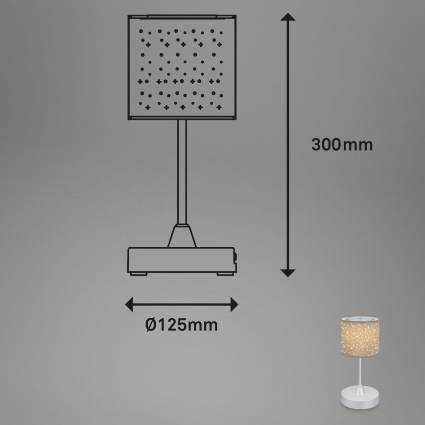 Brilo - LED reguleeritav laetav välistingimustes kasutatav lauavalgusti LOLE LED/3W/5V 2000mAh IP44 hõbedane/beez