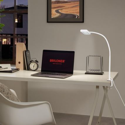 Brilo - LED Paindlik laualamp klambriga TRASNA LED/7,5W/230V valge