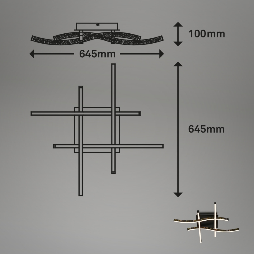Brilo - LED Pinnale kinnitatav lühter REY 4xLED/6W/230V must
