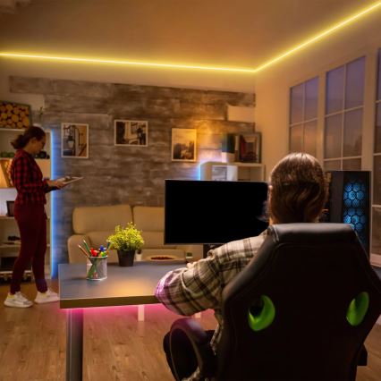 Brilo - LED RGBW Hämardatav valgusriba MUSIC 6,65m LED/18W/230V Wi-Fi Tuya + kaugjuhtimispult