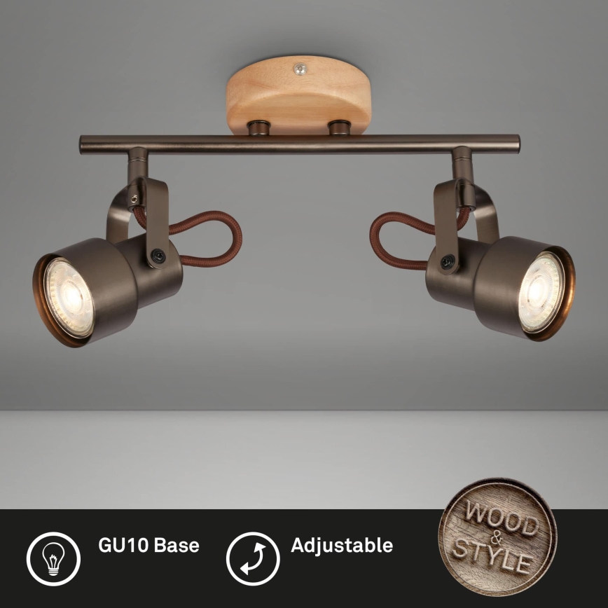 Brilo - LED suunavalgusti TAHUN 2xGU10/5W/230V pruun