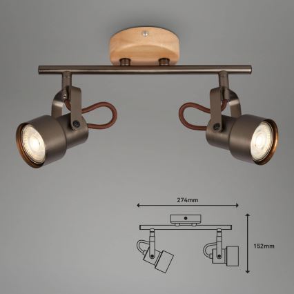 Brilo - LED suunavalgusti TAHUN 2xGU10/5W/230V pruun