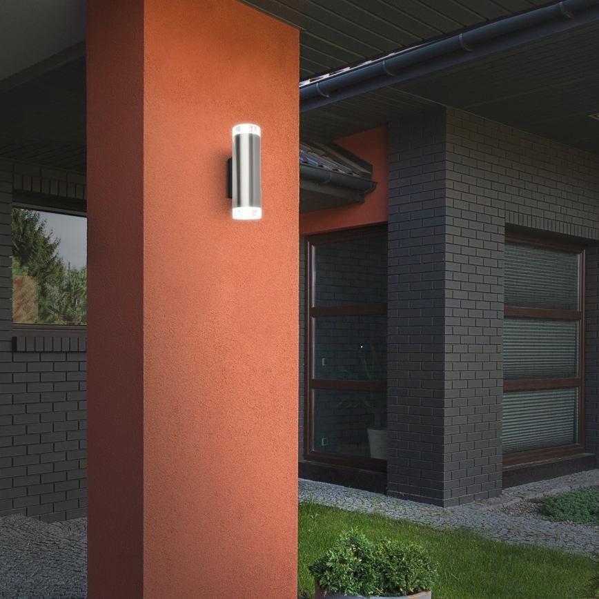 Brilo - LED Väli seinavalgusti 2xGU10/4,7W/230V IP44 4000K matt kroom