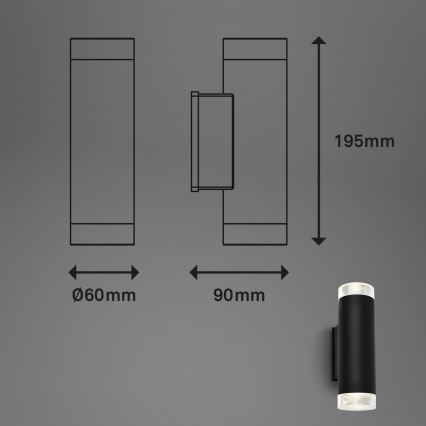 Brilo - LED Väli seinavalgusti 2xGU10/4,7W/230V IP44 4000K must