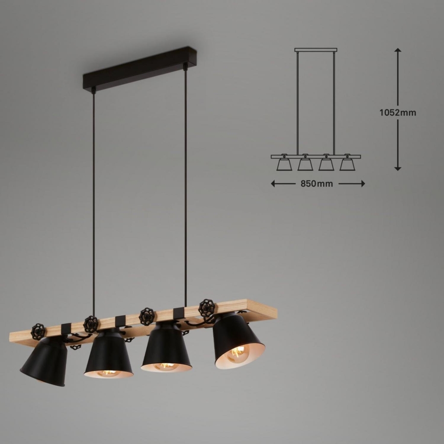 Brilo - Lühter TALLE 4xE27/40W/230V kummipuu